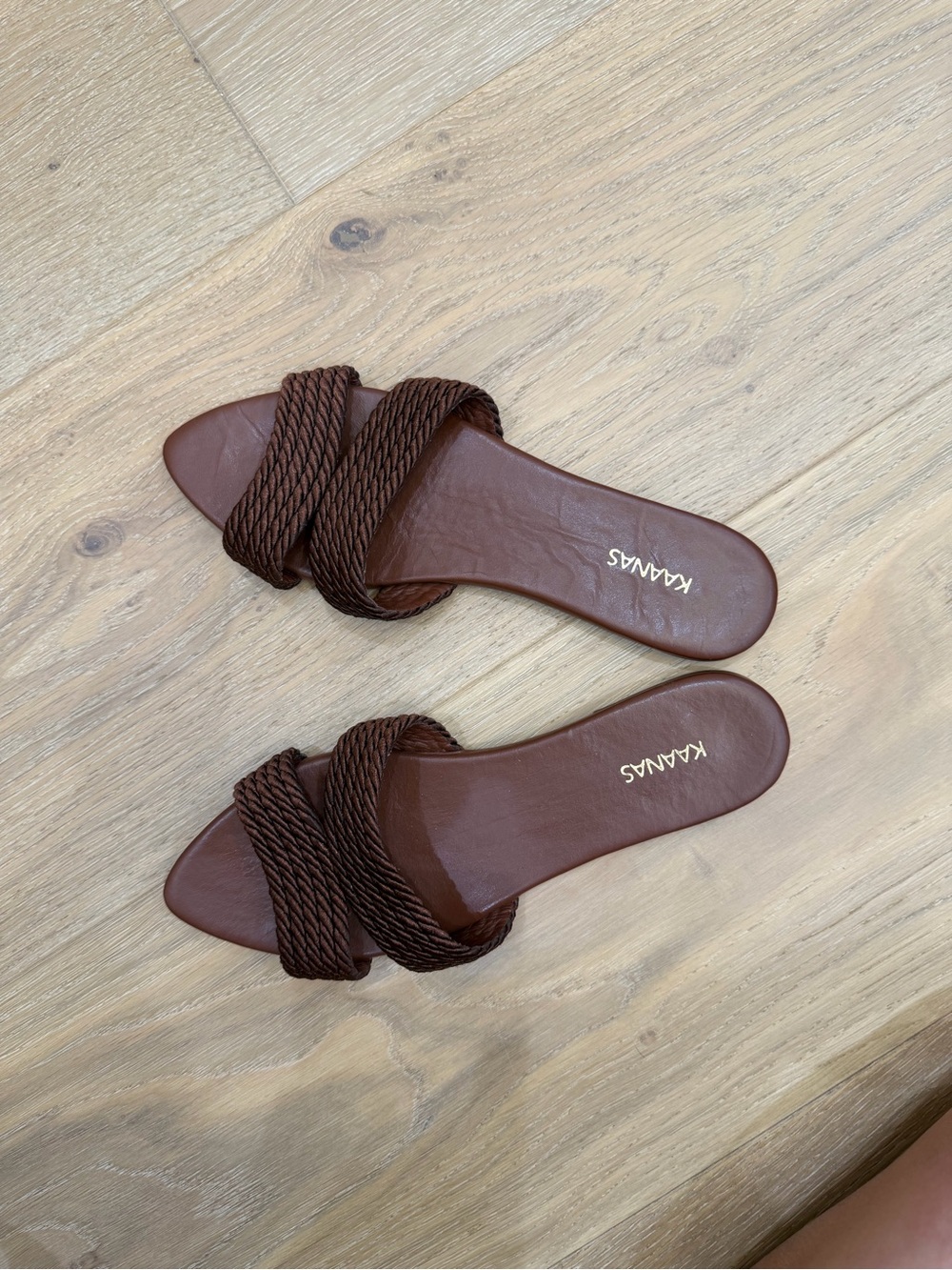Kaanas Dark Brown Braided Slide Mules